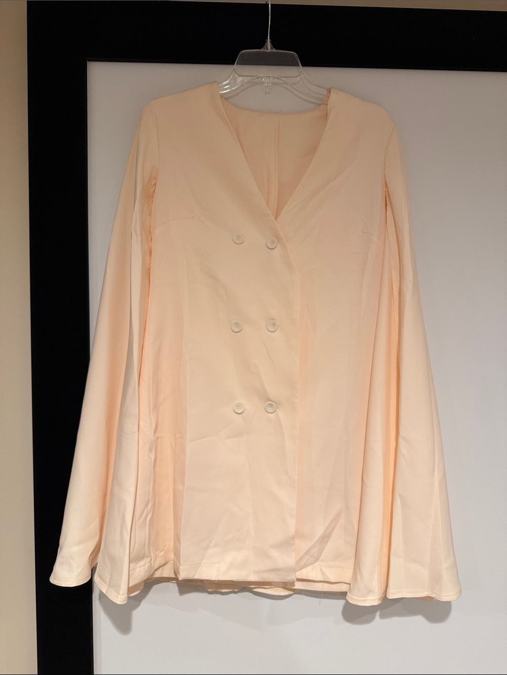 Elegant Cream Cape Blazer Dress - Tailored V-Neck (New Without Tags) - Picture 4 of 4